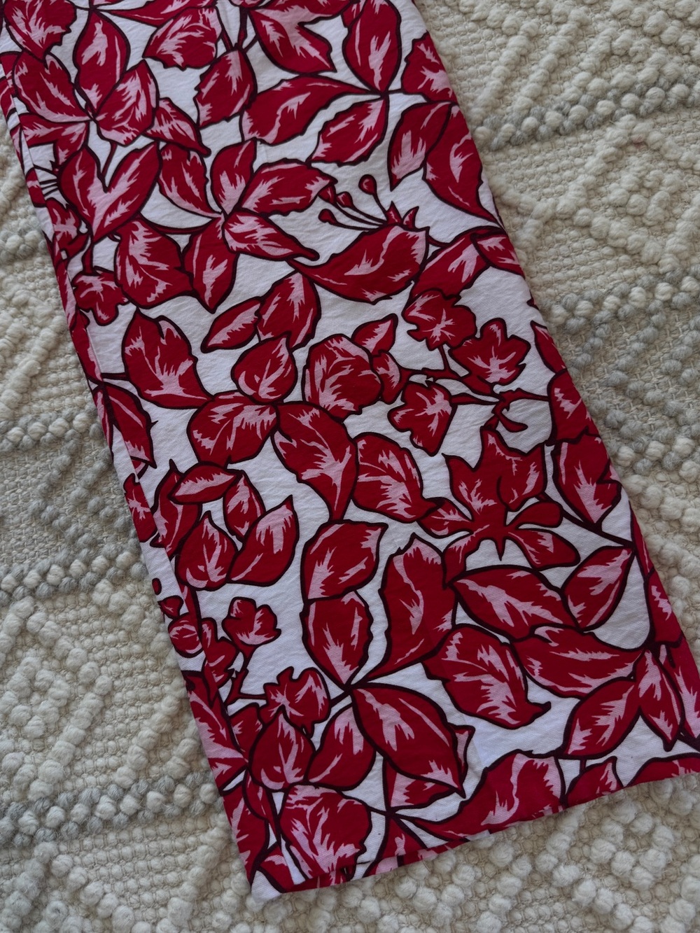 Red Pink Floral Wide-Leg Pants - Lightweight Summer Style - Picture 5 of 16